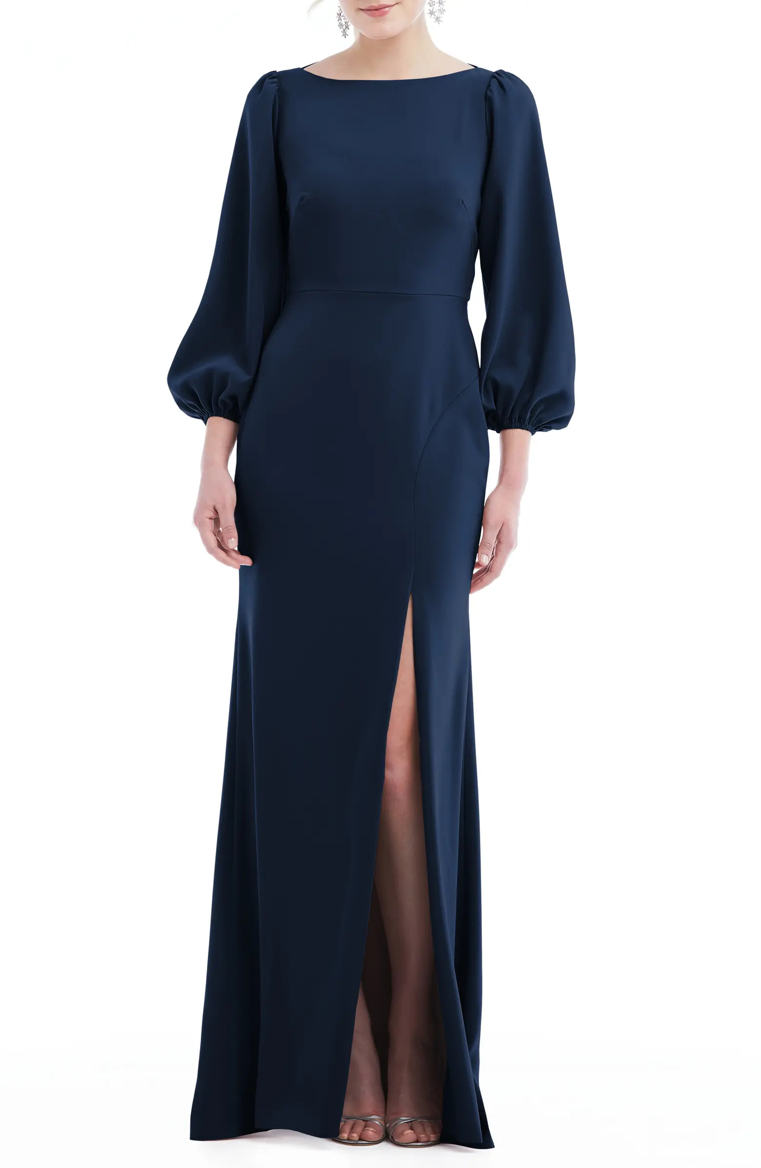 Bishop Long Sleeve Open Back Trumpet Gown | Nordstrom