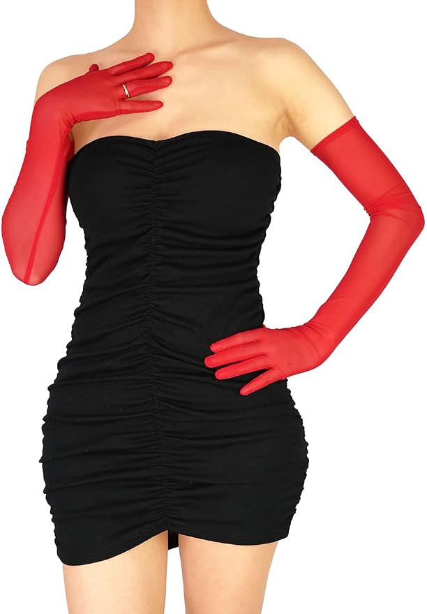 Women's 1920s Sexy Long Sheer Gloves Stretchy Mesh Tulle Gloves Opera Party Dance Bridal Gloves | Amazon (US)