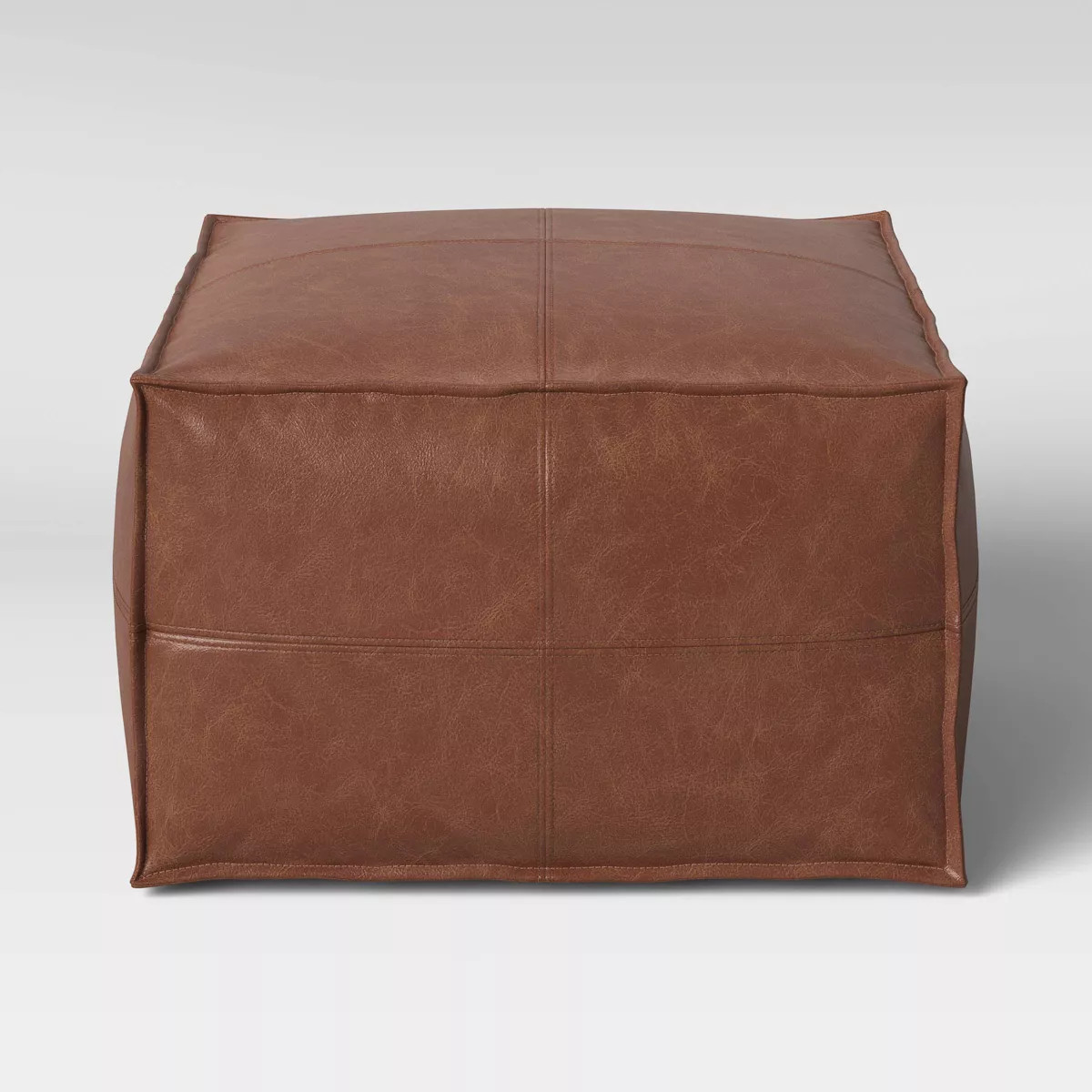 Earl Faux Leather French Seam Ottoman - Threshold™ | Target