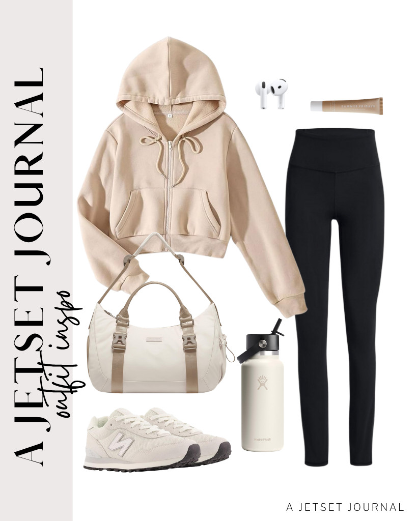 Another comfy outfit idea is this combination of a full zip-up cropped hoodie and buttery-soft leggings. New Balance’s sneakers can be your footwear, and this gym bag can carry your things.


#LTKSeasonal #LTKSaleAlert #LTKTravel 

 