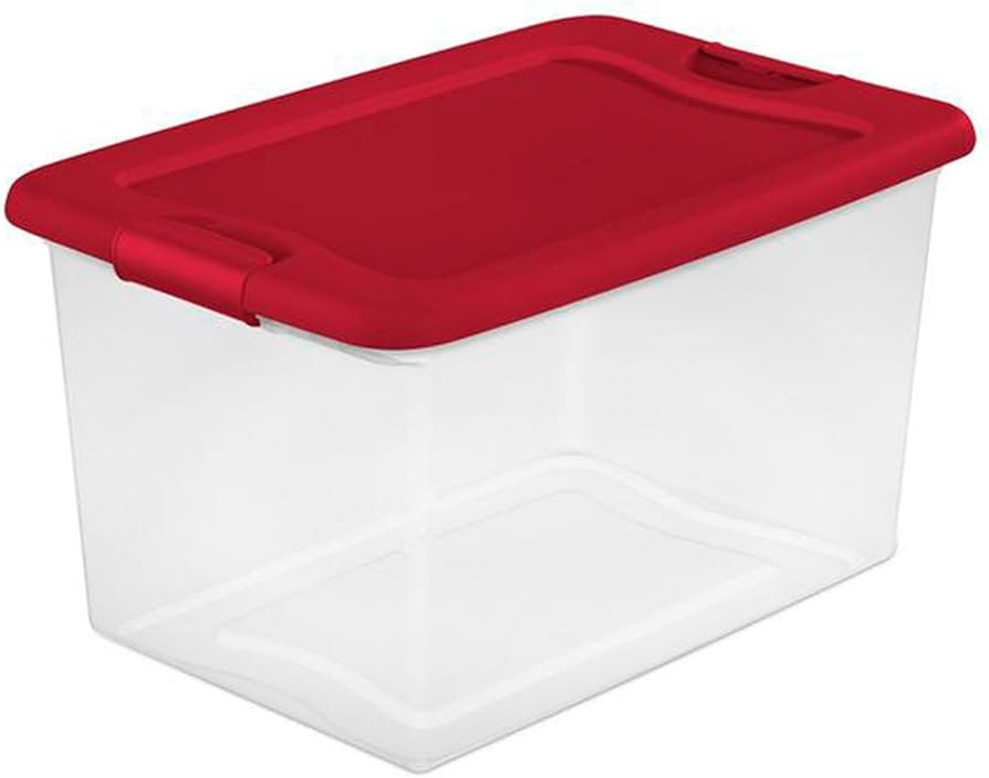 Sterilite 64 Qt Latching Storage Box, Stackable Bin with Latch Lid, Organize Holiday Decor in Clo... | Amazon (US)