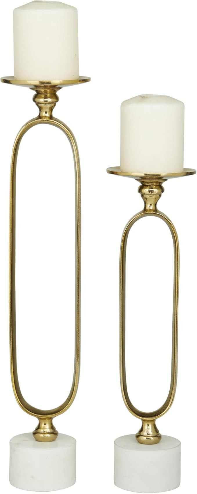 Deco 79 Aluminum Metal Decorative Candle Holder Paper Clip Pillar Candle Stand with Marble Base, ... | Amazon (US)