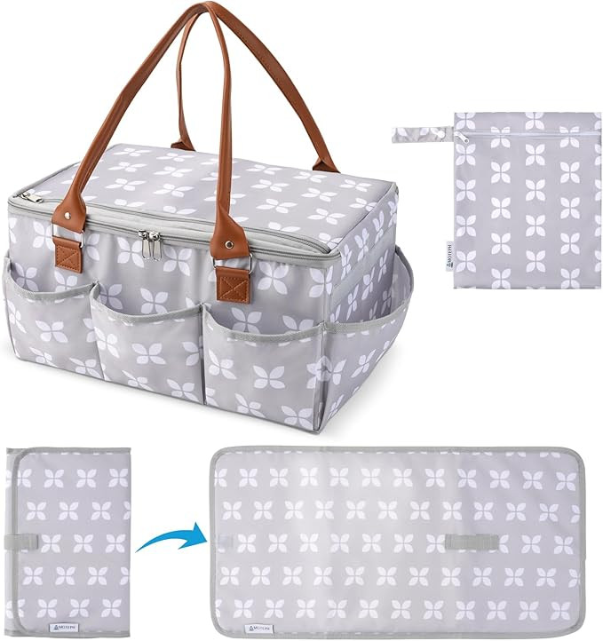Moteph Diaper Caddy with Changing Mat, Large Baby Diaper Caddy Organizer with Lid, Portable Organ... | Amazon (US)