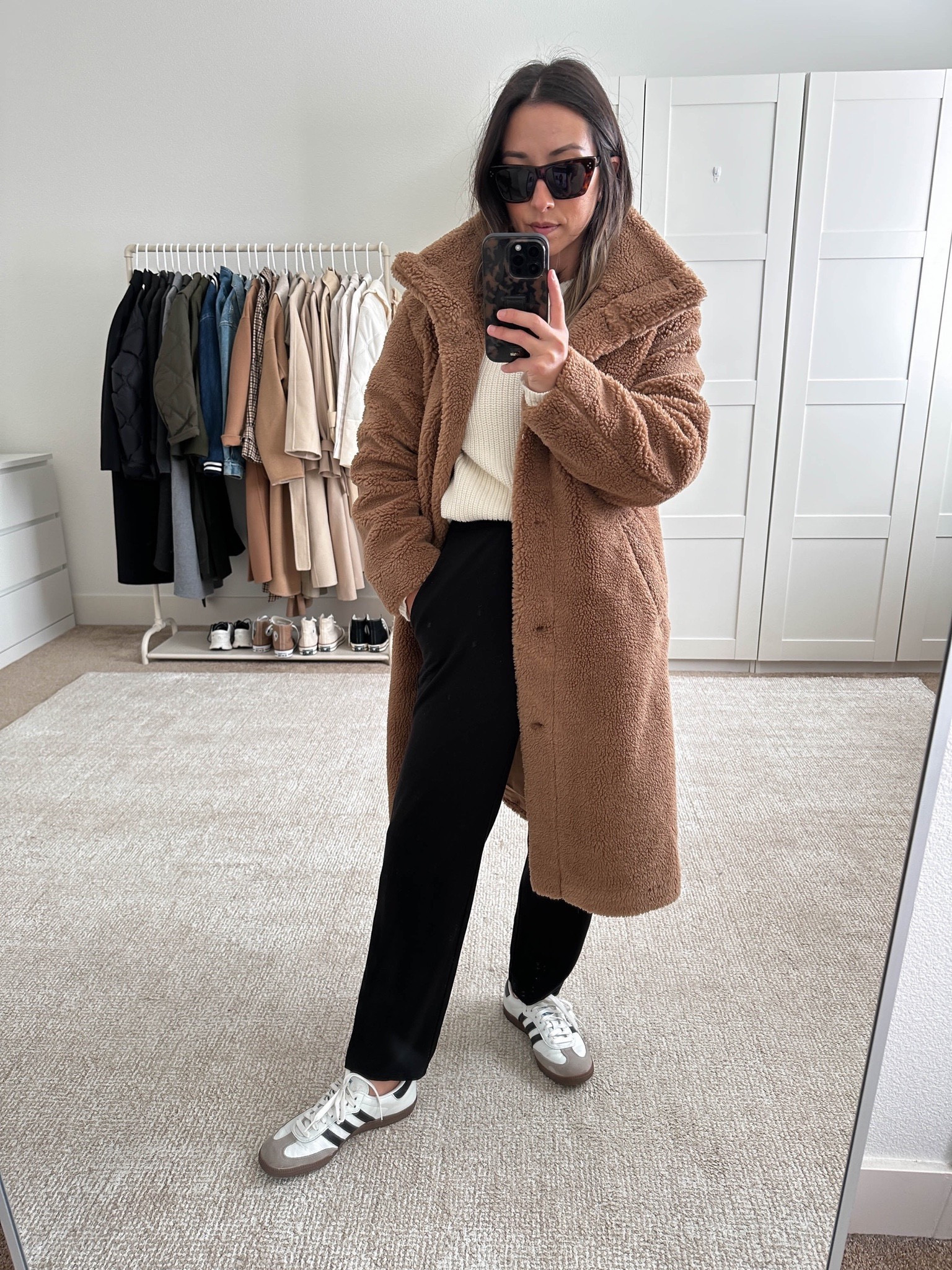 Gap long Sherpa coat. On sale! These will sell out fast. Not a lot of petite Sherpa coats, so run! I now have 4 of these. 

Gap coat petite xs
Jenni Kayne sweater xs
Eileen fisher pants petite xxs
Adidas samba 4.5 men’s 

Fall outfits, fall coats, Sherpa coat, petite style 

#LTKsalealert #LTKshoecrush #LTKSeasonal