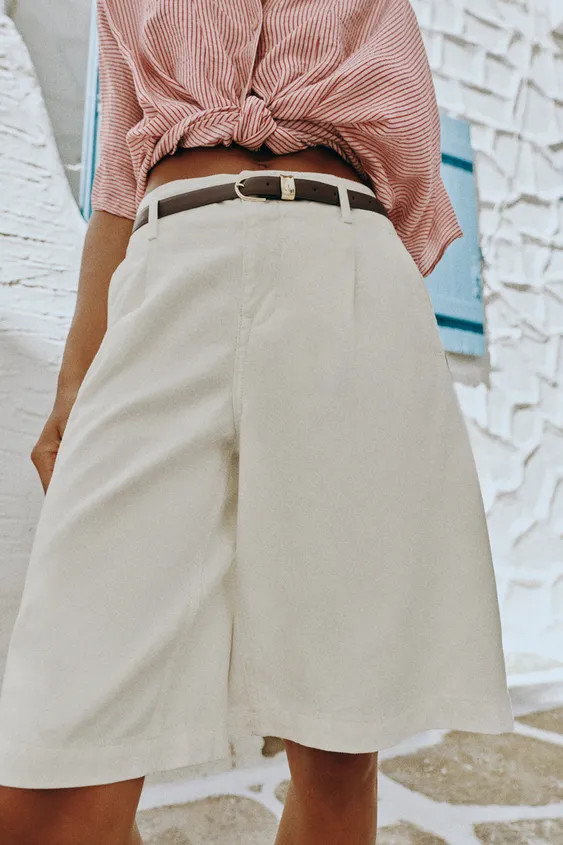 PLEATED BELTED SHORTS | Zara US