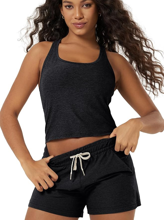 ODODOS Performance Racerback Crop Tank with Built-in Bra for Women, Ultra Soft odSTRATUM Tech, Li... | Amazon (US)