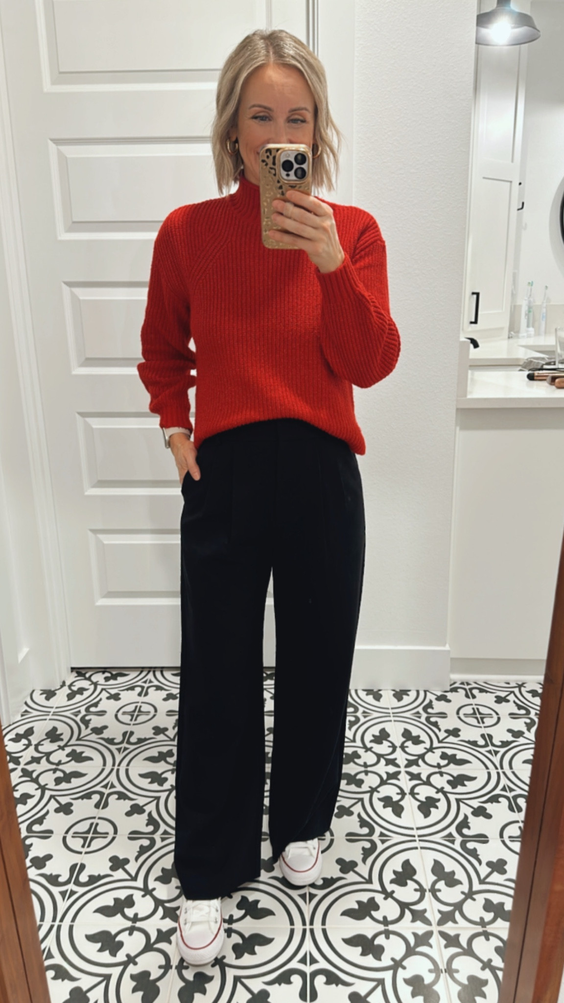 Holiday party outfit: mock neck sweater is on sale and Sloan pants from Abercrombie are also on sale. Size up one size in pants. I’m 5’3” and I wear a 27 short. 

#LTKHoliday #LTKSeasonal #LTKsalealert