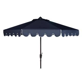 Venice 11 ft. Aluminum Market Tilt Patio Umbrella in Navy/White | The Home Depot