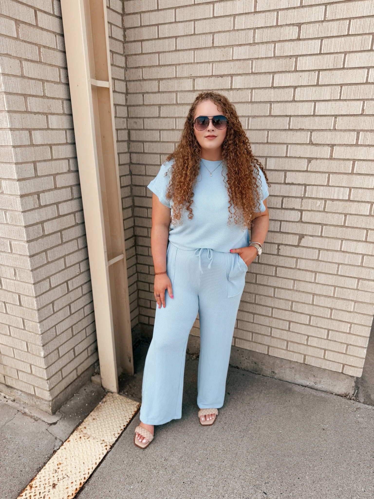 Feelin’ anything but blue in this matching set💙Two pieces, one perfect vibe. ✨two piece set | amazon two piece set | blue two piece set | chic two piece set | Amazon blue pants set | spring two piece set | summer two piece set | sandals | braided sandals  | Amazon braided sandals | casual outfit | Casual outfit inspo | amazon casual outfit | Amazon finds | Amazon fashion | amazon outfit | Amazon look | sunglasses | amazon sunglasses 

#LTKMidsize #LTKStyleTip #LTKSaleAlert