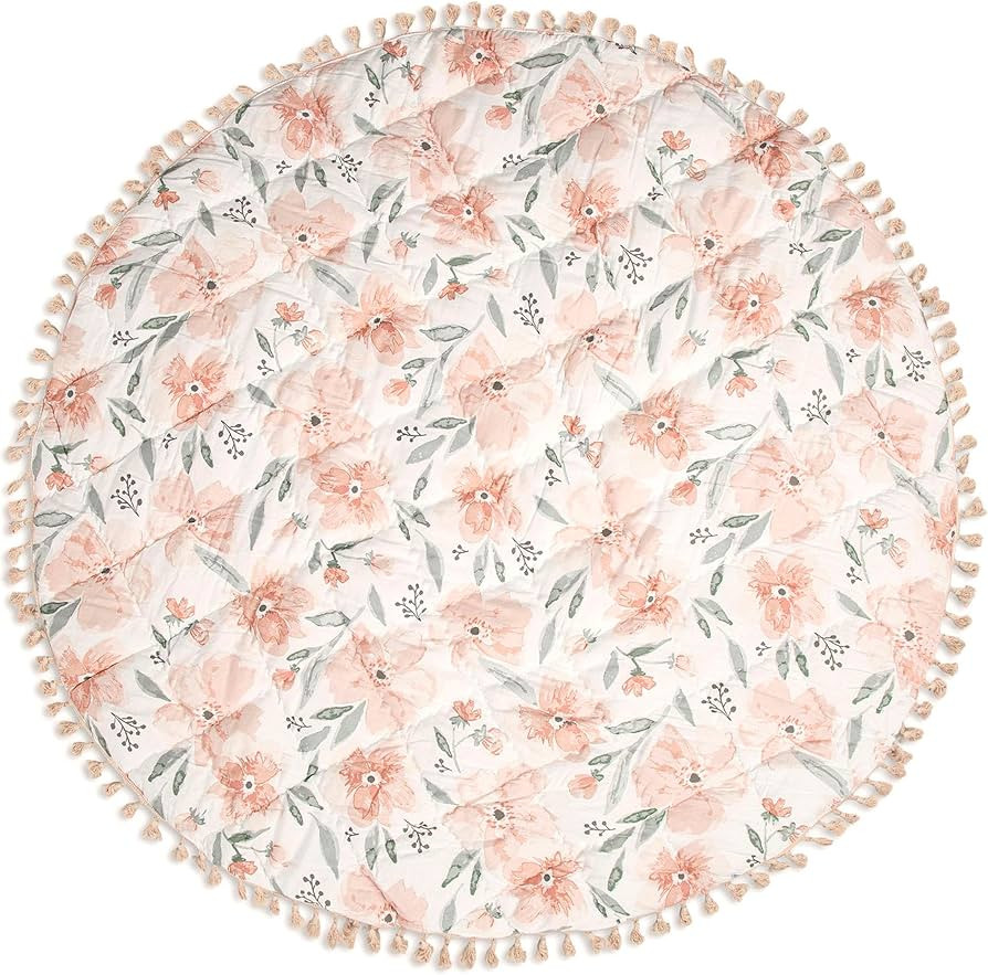 Crane Baby Padded Floor Mat, Pink Floral Nursery Decor, Activity Mat, 40" x 40", Baby Tummy Time,... | Amazon (US)