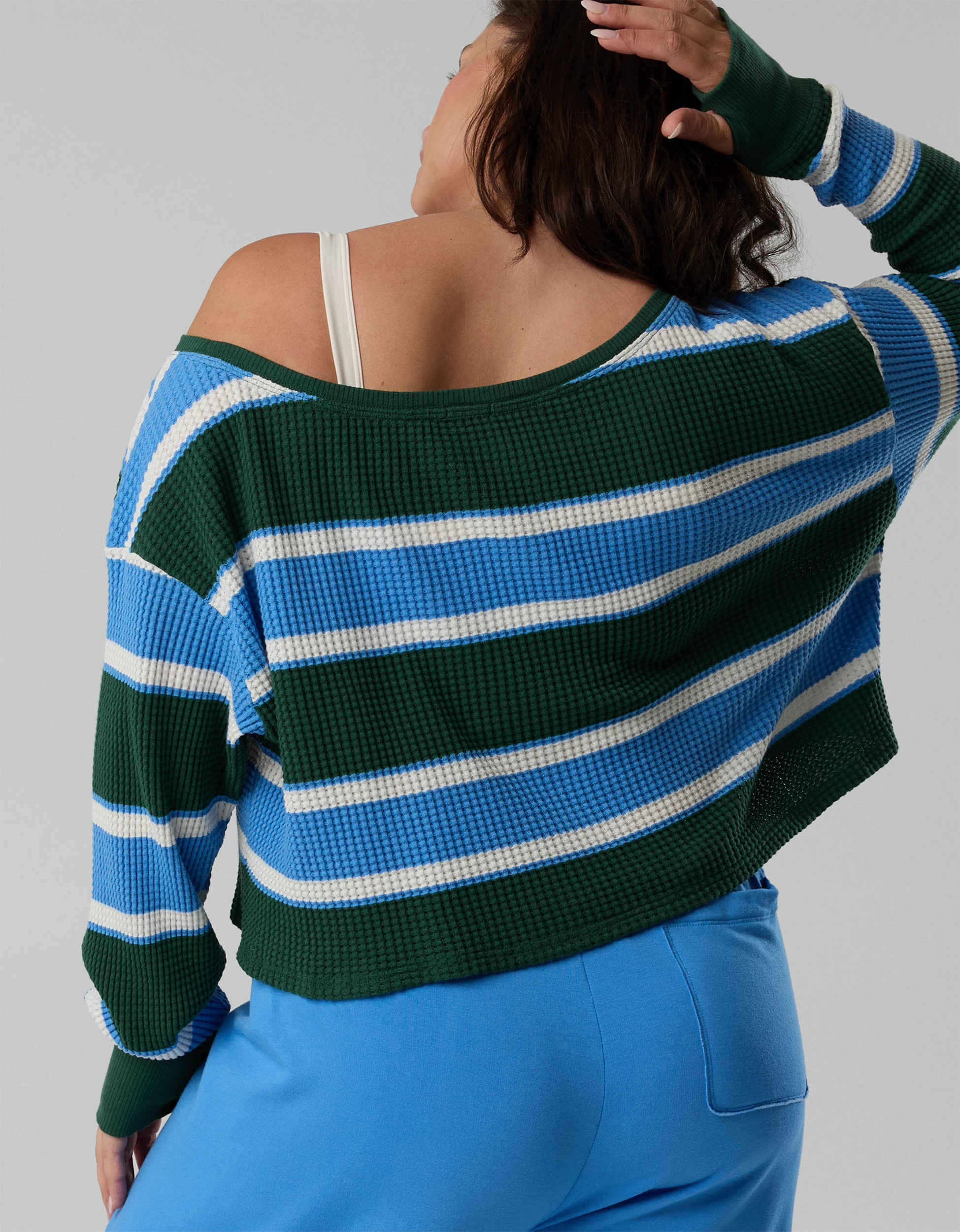 OFFLINE By Aerie Wow! Waffle Long Sleeve Off The Shoulder T-Shirt | Aerie