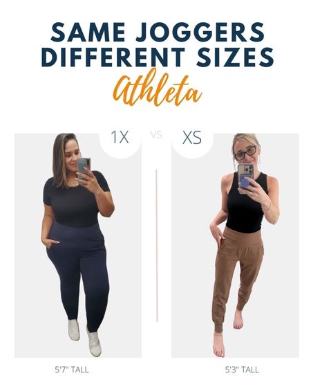 Our obsession over Athleta joggers continues! 😍😍 These may be expensive but according to all the ladies on our team who have tried them, they’re worth every penny! 🙌🏼 

Rachel (left) got her regular size and loves the thick waistband and overall fit. Collin (right) says they run a little big in her opinion so if you’re between sizes, size down for a more fitted look. 

Regardless of the colors or size you need in your life this will be one splurge you won’t regret!!! 

#LTKfit #LTKstyletip #LTKunder100