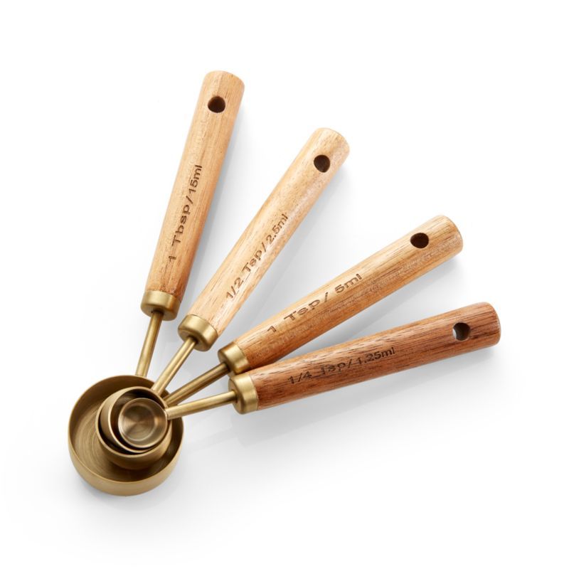 Acacia Wood and Gold Measuring Spoons, Set of 4 + Reviews | Crate and Barrel | Crate & Barrel