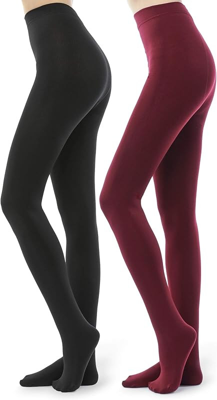 G&Y 2 Pairs Fleece Lined Tights for Women - 100D Opaque Warm Winter Pantyhose | Amazon (US)