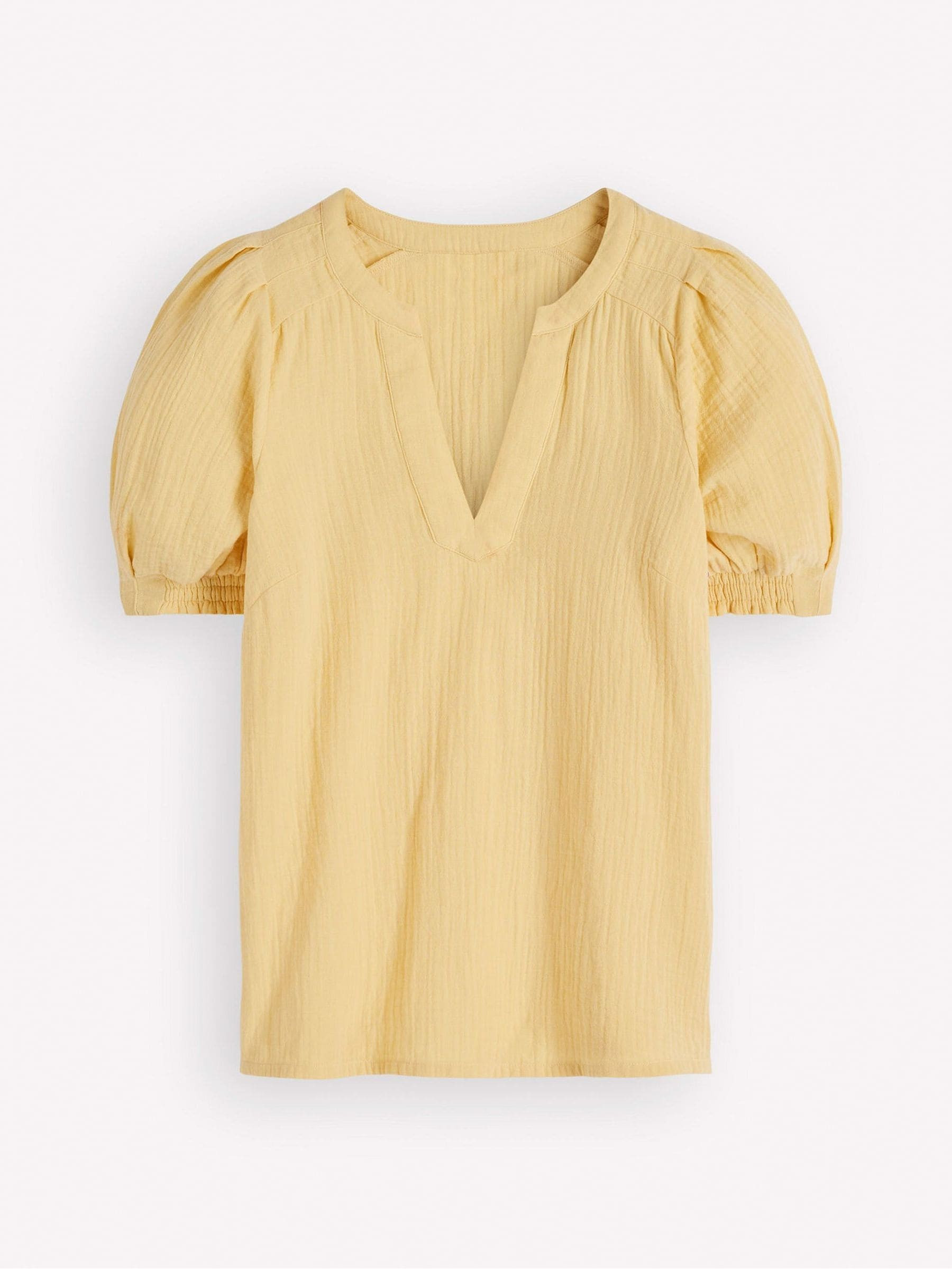 Boden Boden Yellow Short Sleeve Double Cloth Top | Next US