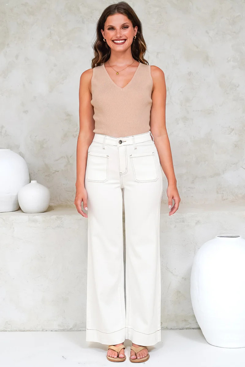 Shop Denim: Cindy Wide Leg Jean in White | saltycrush.com | Salty Crush