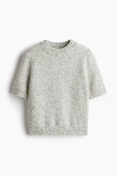 H & M - Mohair-Blend Top - Gray | H&M (US + CA)