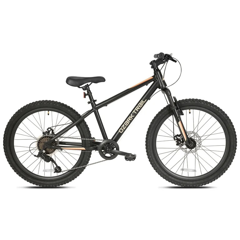 24" Ozark Trail Vibe Mountain Bicycle, 8 Speed, Black, Fits Riders 4'6" - 5'6", Teen | Walmart (US)