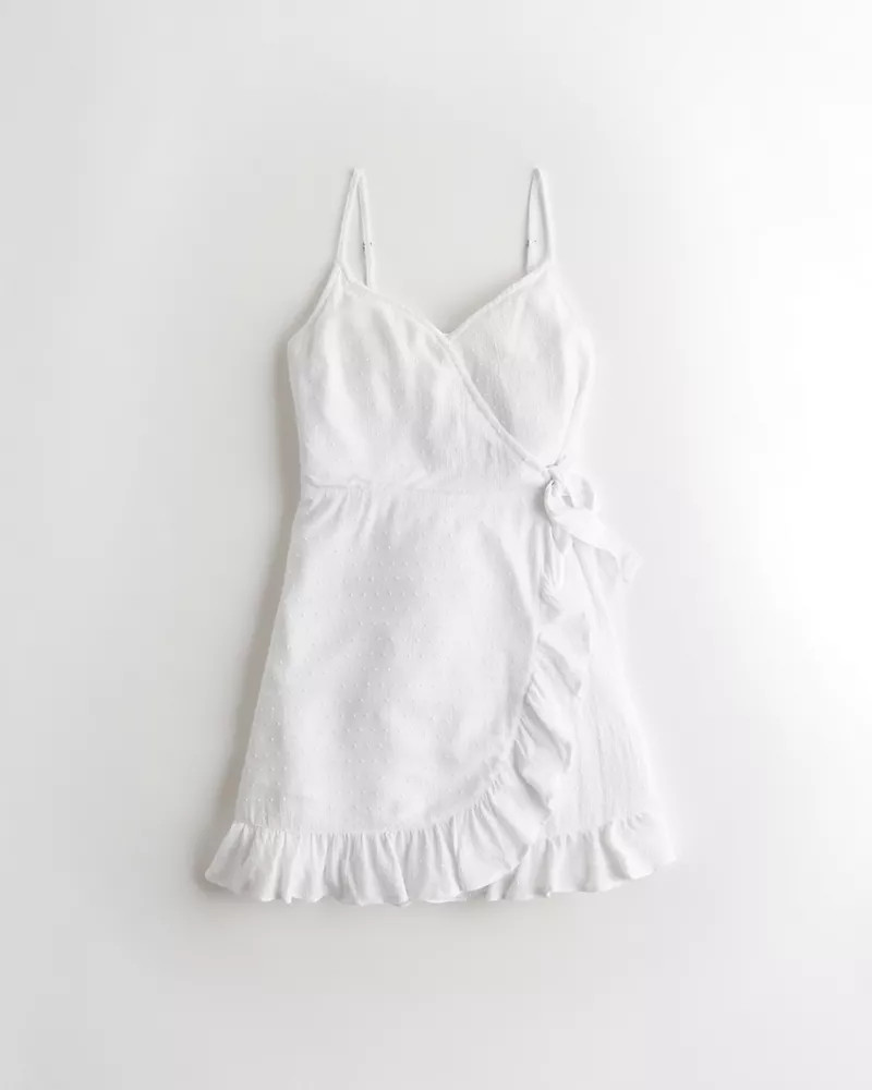 Wrap-Front Ruffle Mini Dress | Hollister UK