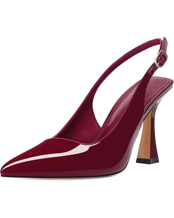 Lace Mesh Slingback Heels for Women Embroidered Kitten Heels Bridal Shoes Pointed Toe Wedding Pum... | Amazon (US)