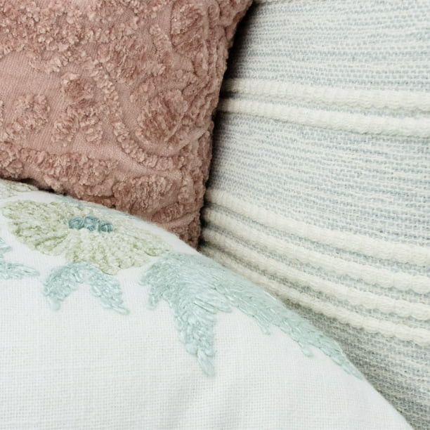 Style House Blue Stripe Rectangle Decorative Pillow with Tassels, 14" x 20", Blue | Walmart (US)