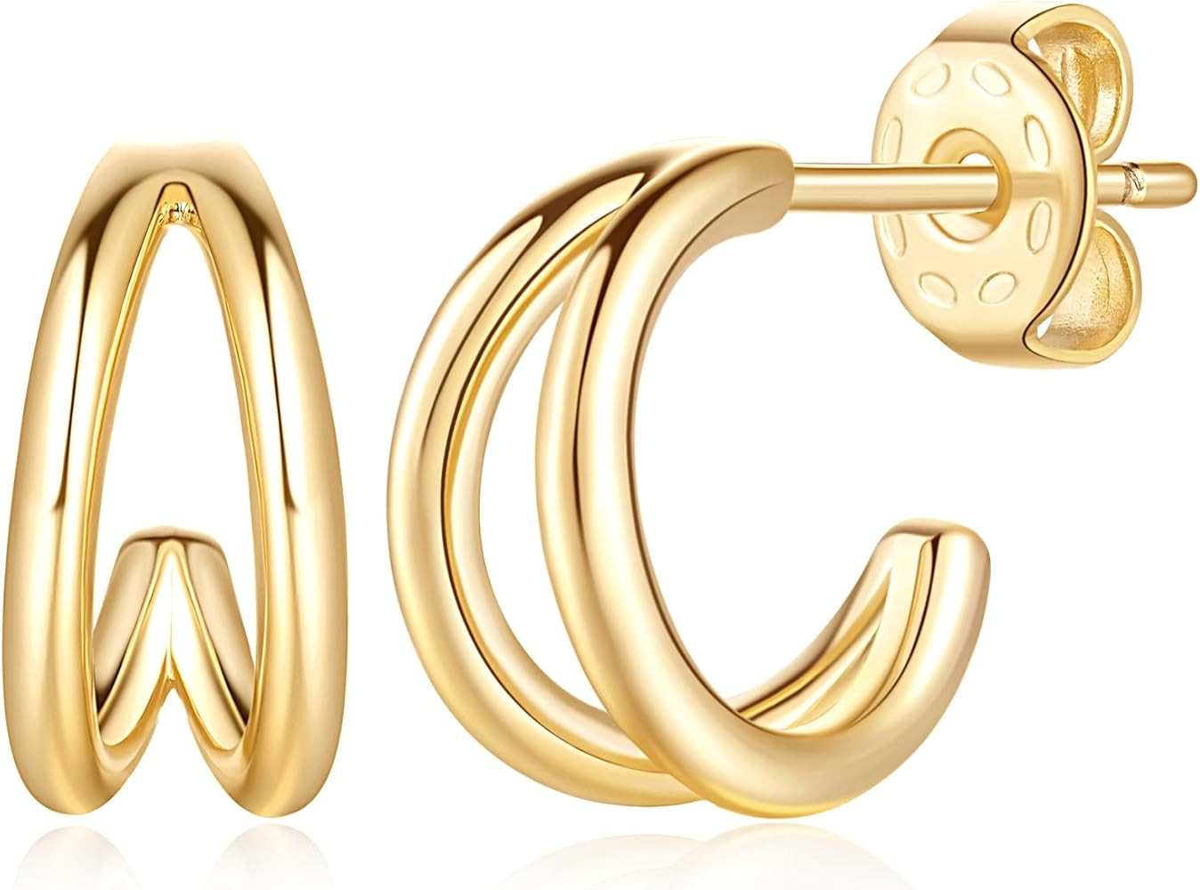 USESMTLE 14K Gold Hoop Earrings for Women Double Hoop Earrings Small Gold Huggie Hoop Earrings Hypoa | Amazon (US)