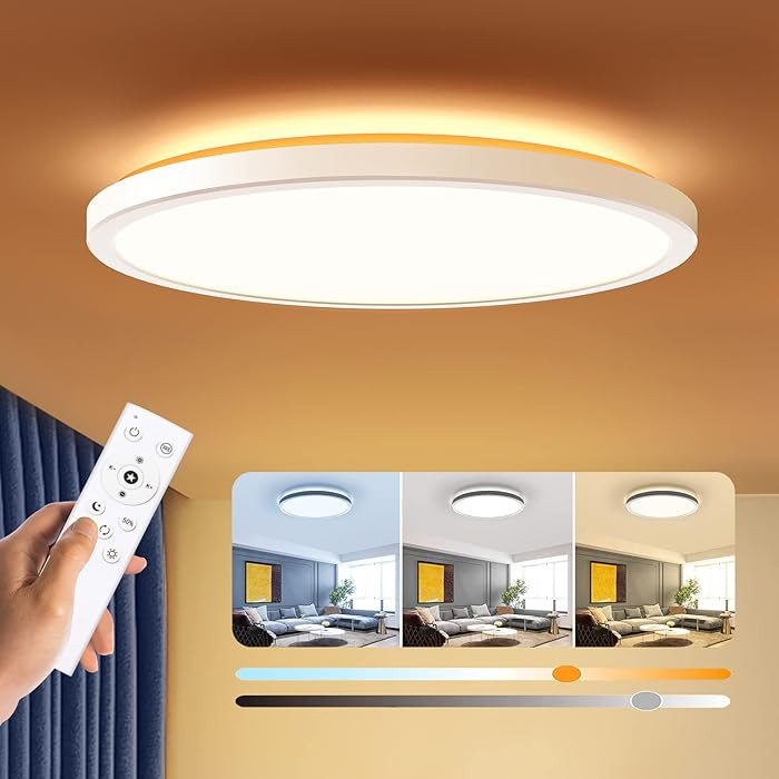 BLNAN Dimmable LED Flush Mount Ceiling Light Fixture with Remote Control, 12Inch 24W 3000K-6500K ... | Amazon (US)