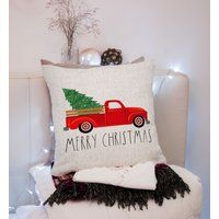 Christmas Pillow Covers - Merry Red Truck & Tree | Etsy (US)