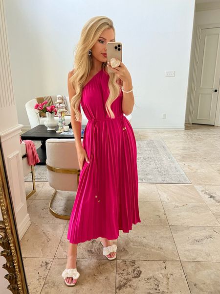 Amazon midi dress. Amazon summer fashion. Pink dress. One shoulder dress 

#LTKSeasonal