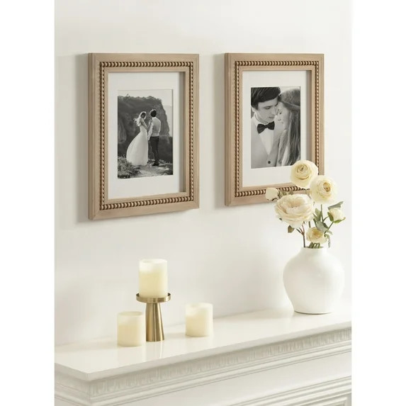 Kate and Laurel Sorell Modern Beaded Coastal Picture Frame Set of 2, 11 x 14 matted to 8 x 10, Na... | Walmart (US)