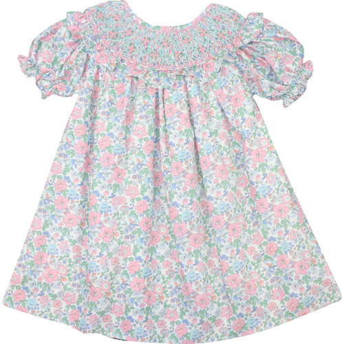 Pink And Blue Liberty Floral Smocked Ruffle Dress | Cecil and Lou