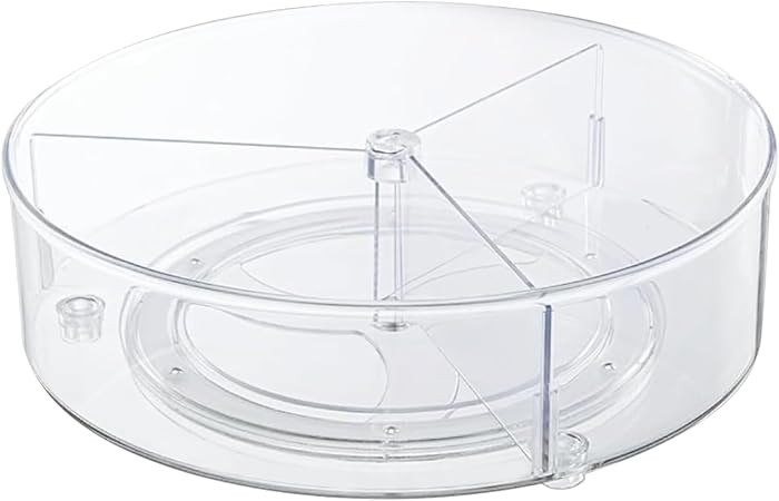 Clear Lazy-Susan Organizer with 3-Dividers - 11 Inch Divided Turntable Organizer for Cabinet, Pan... | Amazon (US)