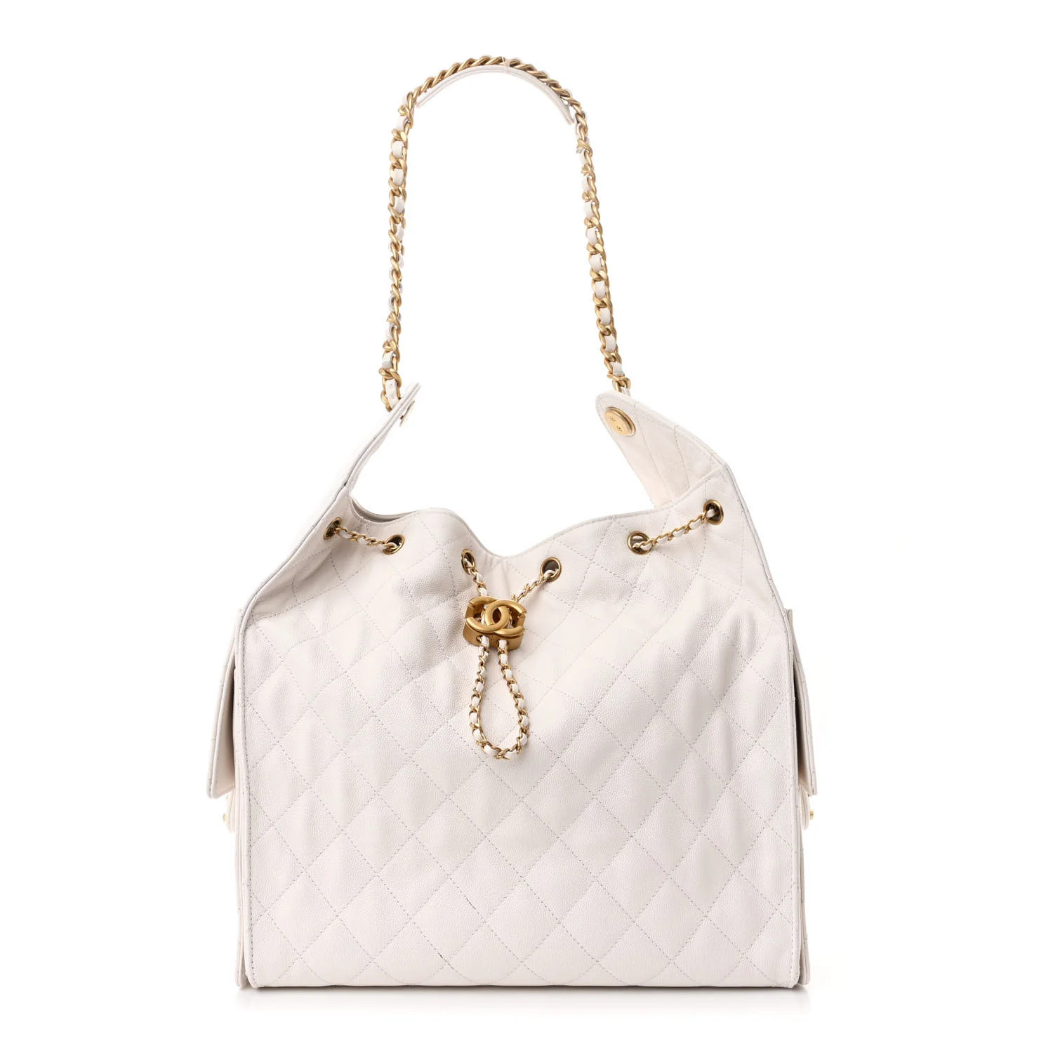 Chanel Caviar Quilted Medium Chanel 25 Handbag White 1688705 | FASHIONPHILE (US)