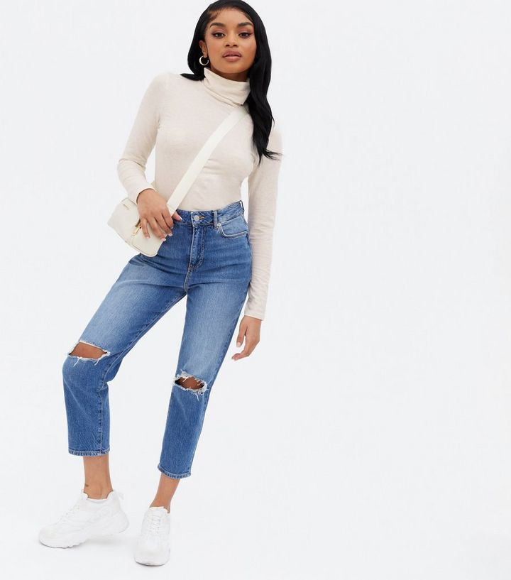 Petite Cream Jersey Roll Neck Long Sleeve Top
						
						Add to Saved Items
						Remove from S... | New Look (UK)