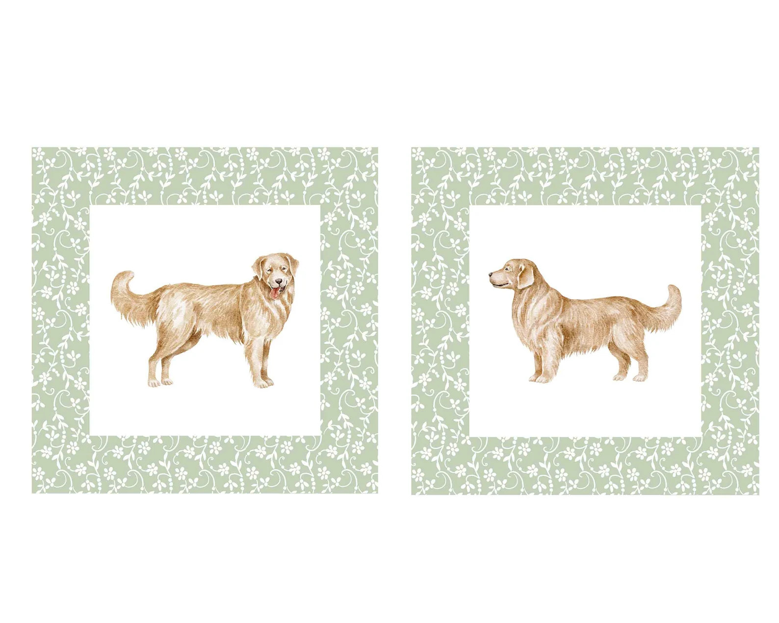 Two Art Prints Golden Retriever Labrador Puppy // Nursery // Bow // Grand millennial //Baby Girl ... | Etsy (US)