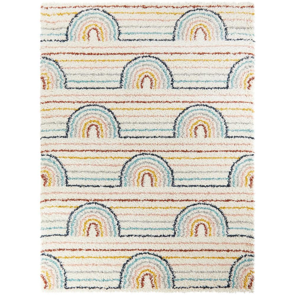 BALTA Hailey Rainbow Shag White 5 ft. x 7 ft. Area Rug | The Home Depot