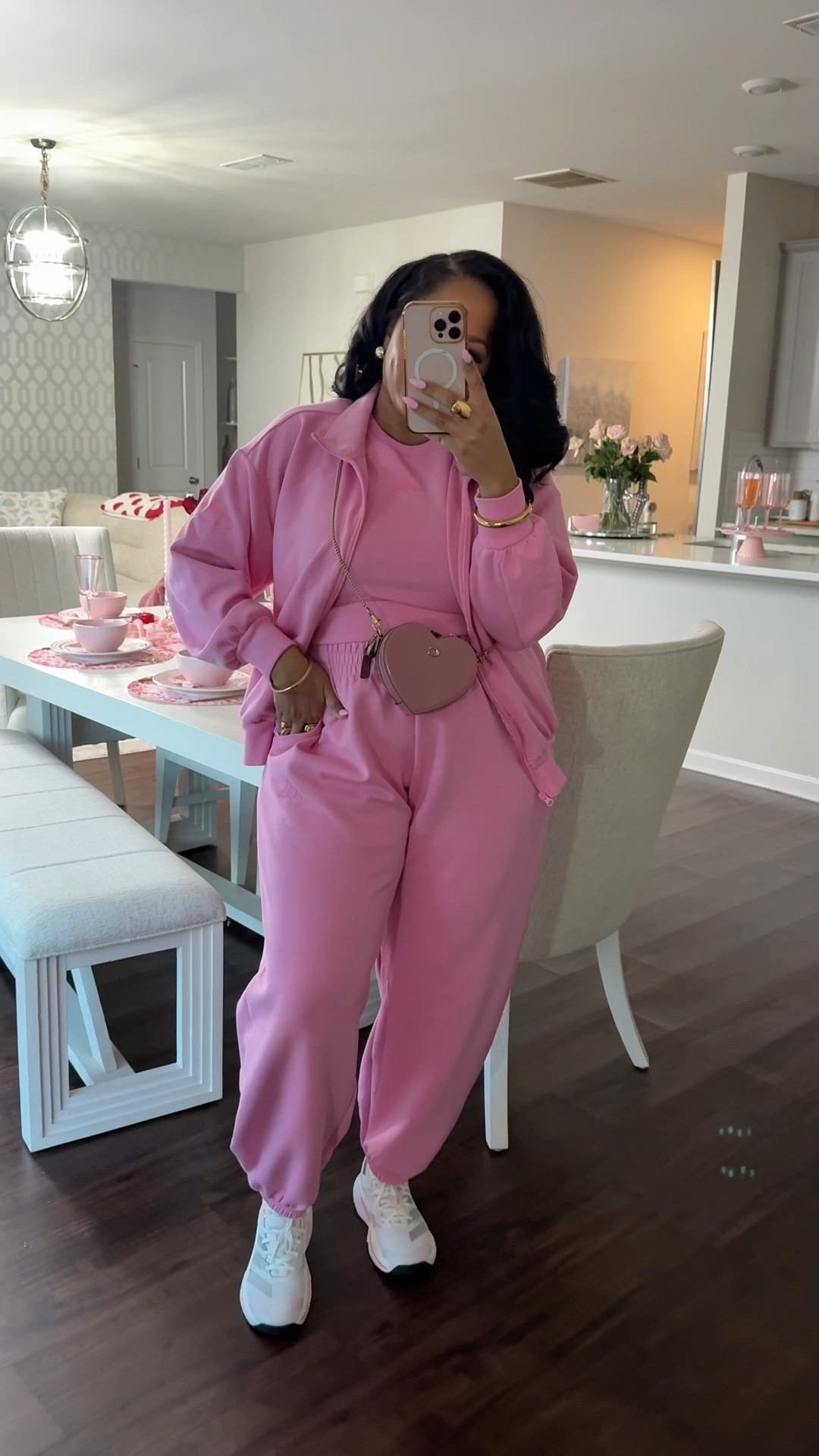 Pretty in Pink. Wearing this adidas because on Wednesday we wear pink duh lol. could also work for chill Valentine’s Day with the kids. Wearing XL in pants and large in tops

#LTKdayinmylife #LTKOver40 #LTKValentine