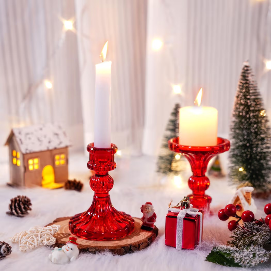 Maxcheck Set of 6 Candlestick Holders Taper Glass Candle Holder Decorative Candle Stand for Weddi... | Amazon (US)