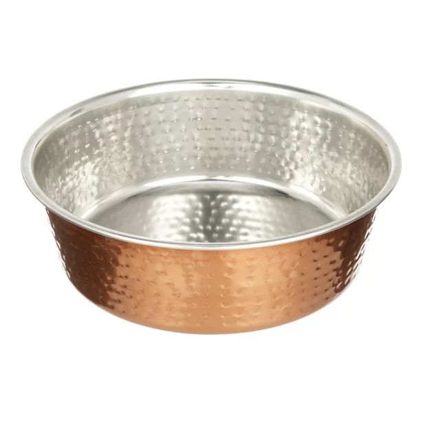 Hammered Stainless Steel Pet Bowl with Copper Finish - Decorative Dog Food or Water Bowl, 64 oz. | Walmart (US)