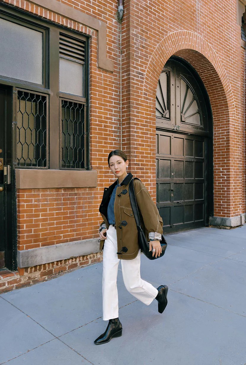 Bryce Cotton Barn Jacket - Olive Brown | Petite Studio NYC