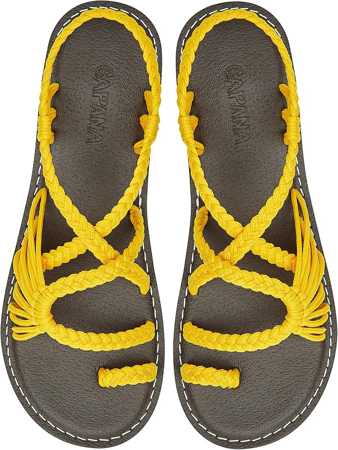 Capana Woven Women's Flat Sandals - Strappy Braided Sandals, Beach Sandals for Women Dressy Summe... | Amazon (US)