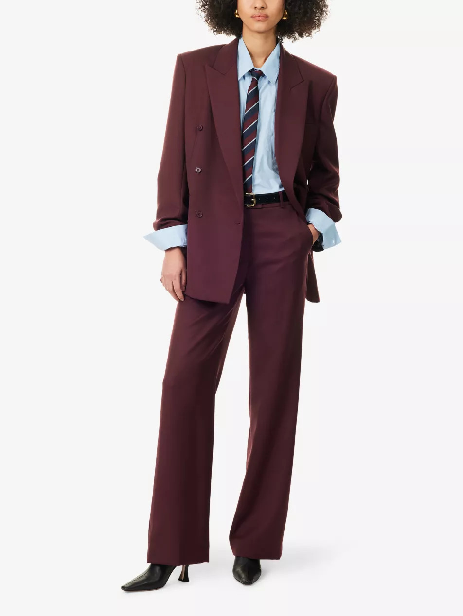 Lenora Straight Wool-Blend Trousers | Selfridges