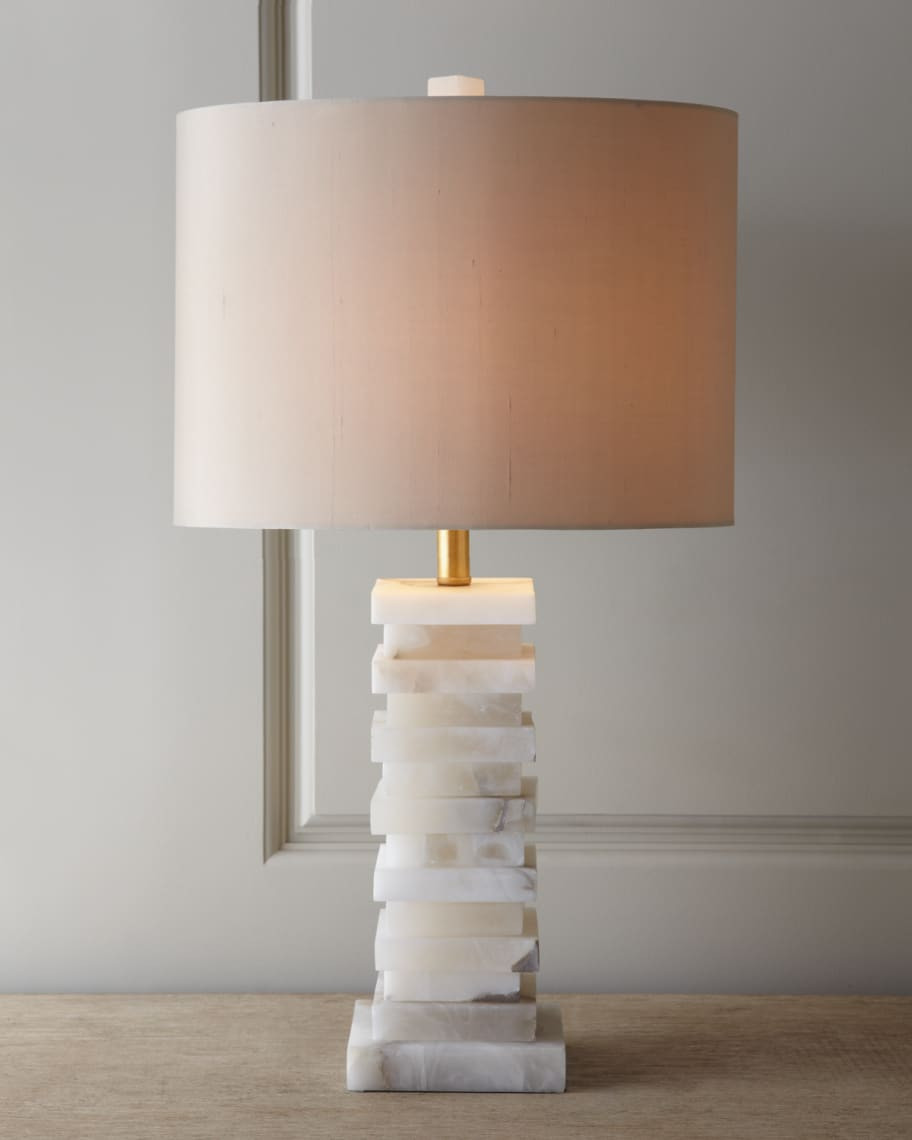 John-Richard Collection Stacked Alabaster Lamp | Neiman Marcus
