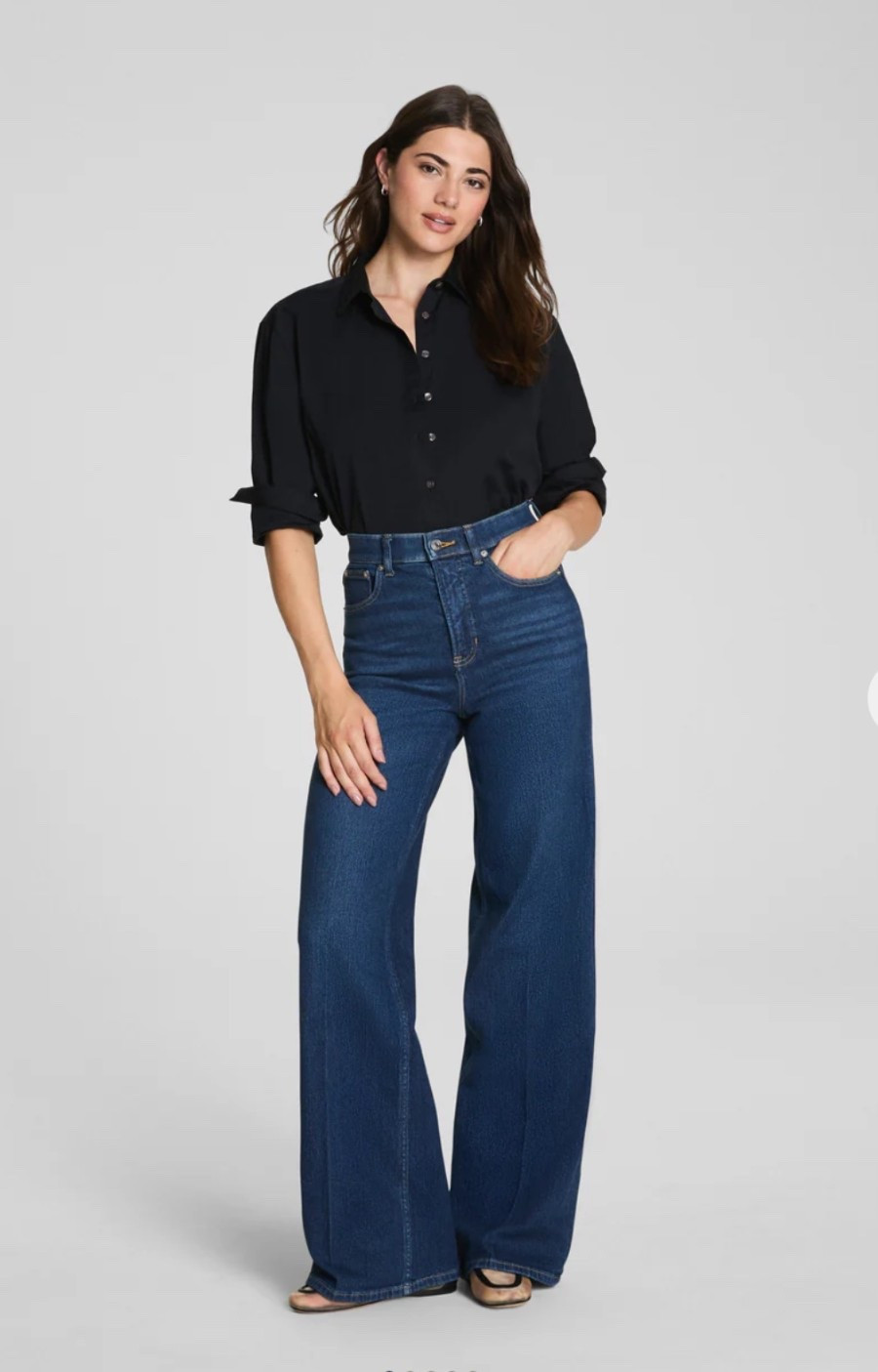 Spanx wide leg jeans with real button closure 

Tummy control denim 

#LTKMidsize #LTKmomlife #LTKOver40