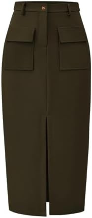 KIRUNDO Womens High Waist Cargo Midi Pencil Skirt | Amazon (US)