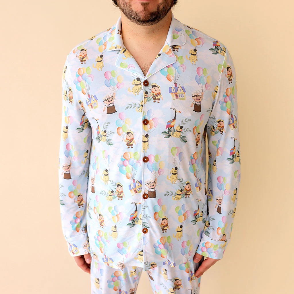 Pixar Blue Long Sleeve Disney Pixar’s Up Men's Luxe Pajama Pant Set | Posh Peanut® | Posh Peanut