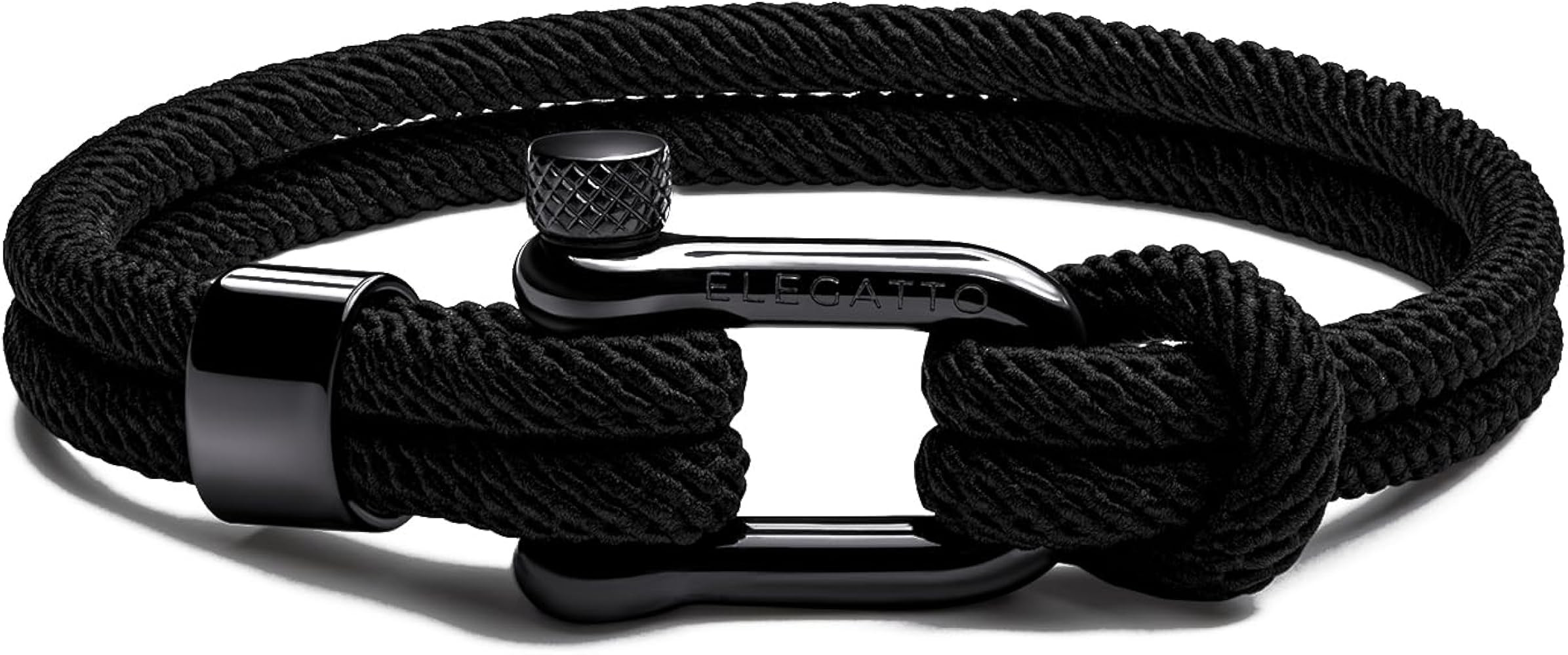 Elegatto Alchor Platinum Rope Bracelet for Men | Premium Nylon Marine Cord with Silver Polished S... | Amazon (US)