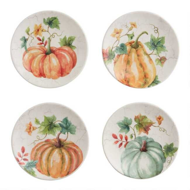 Pier Place Harvest Hush Pumpkin Appetizer Plates 4 Pack | World Market
