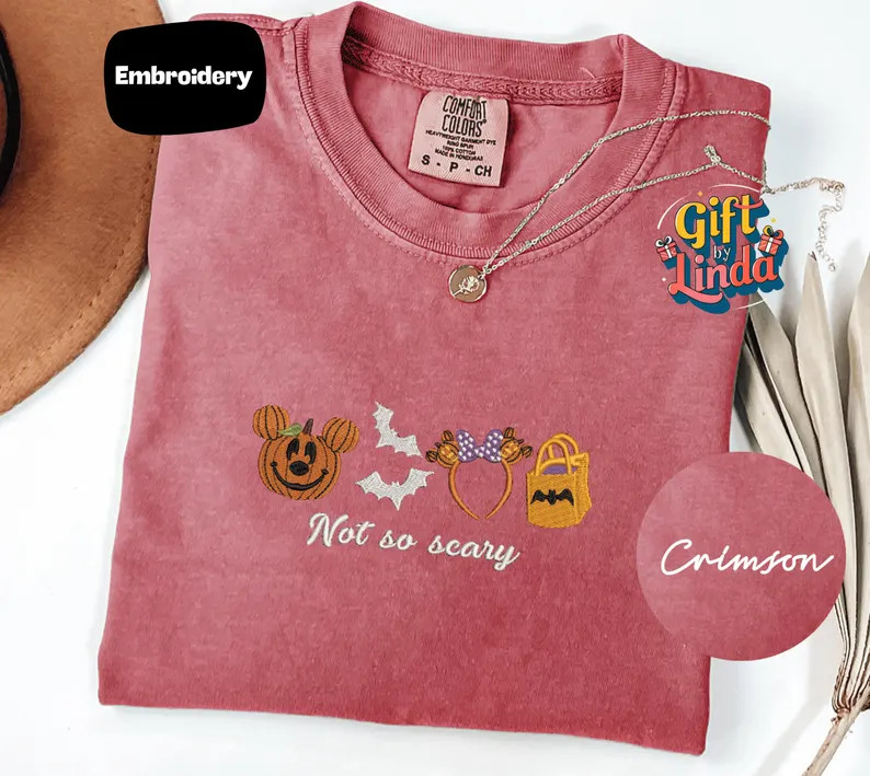 Embroidery Halloween Not So Scary Shirt, Mickey Pumpkin Embroidery Tee, Spooky Cute Fall Outfit, ... | Etsy (Global)