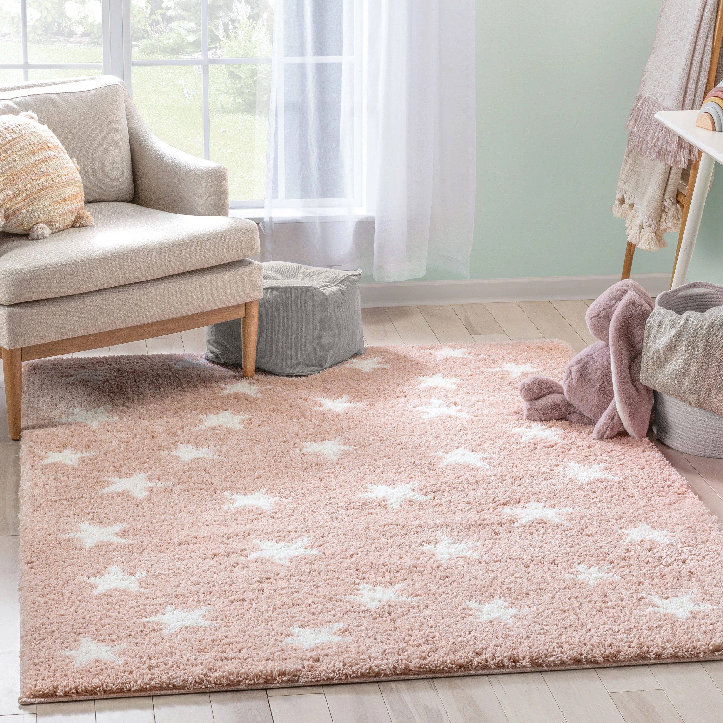 Well Woven Haven Celestial Skies Modern Geometric Pink Shag Plush Pile 7'10" x 9'10" Area Rug - W... | Walmart (US)
